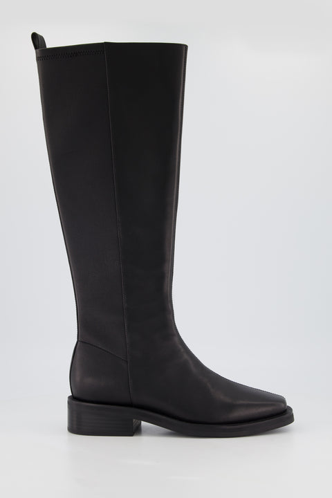 Bronwyn Black Leather Knee High Boot