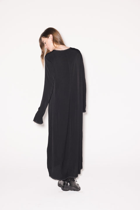Company of Strangers Long Sleeve Black Dress With White Stitching