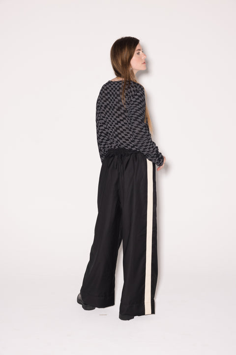 Company Of Strangers Black Tailored Pants With White Stripe Sides