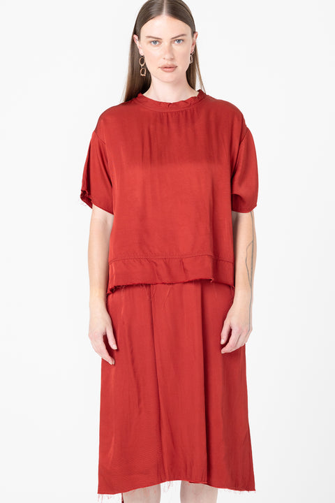 Company of strangers extension dress brick red