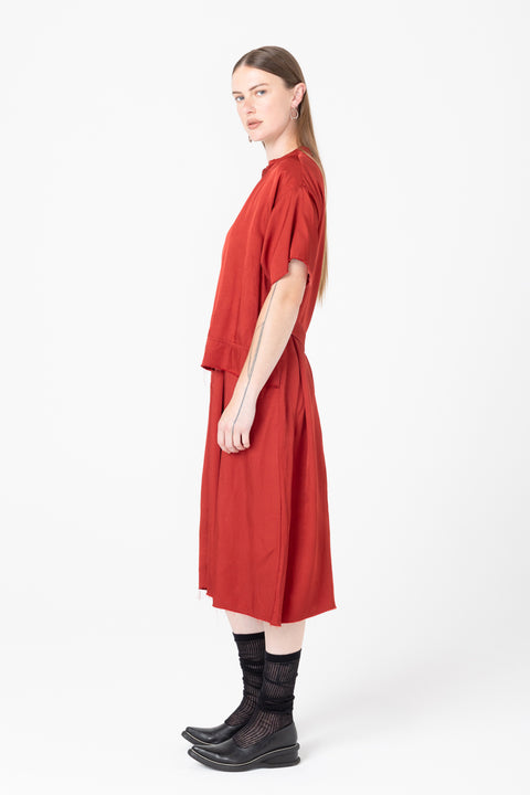 Company of strangers extension dress brick red