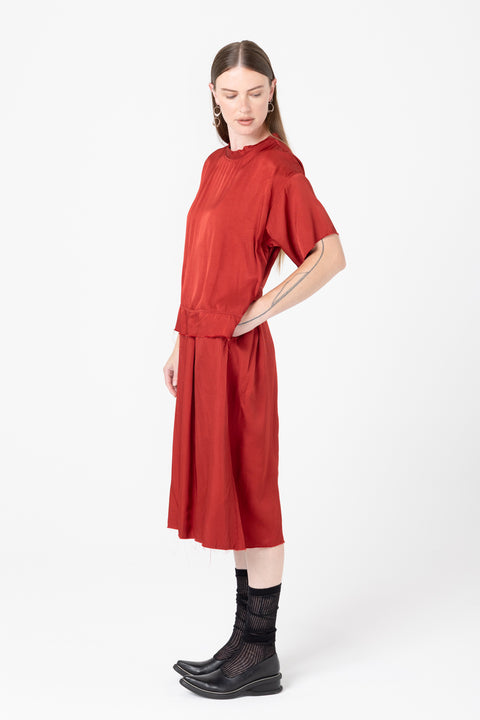 Company of strangers extension dress brick red