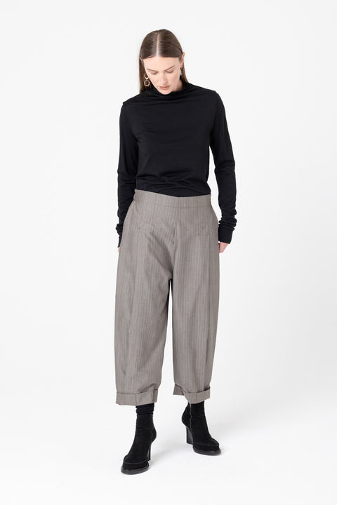Company of strangers Tan stripe wool cropped trousers
