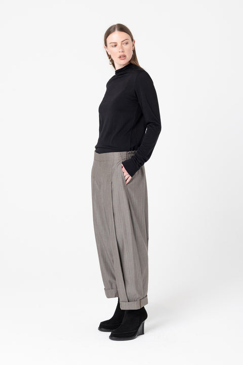 Company of strangers Tan stripe wool cropped trousers
