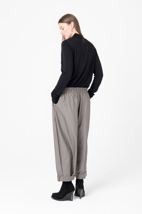 Company of strangers Tan stripe wool cropped trousers