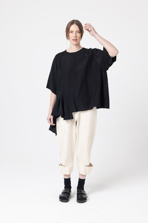 Company of strangers optical tee in slub black linen