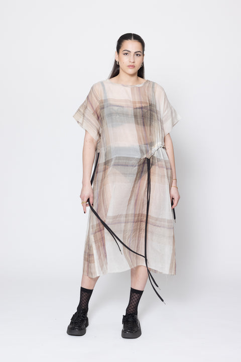 COS Borderline Dress in Coco Plaid Silk Organza