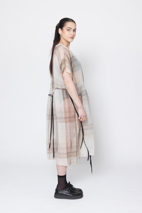 COS Borderline Dress in Coco Plaid Silk Organza