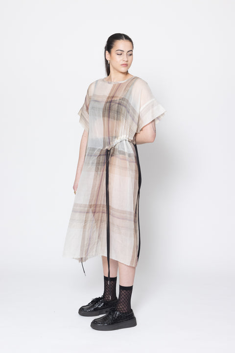 COS Borderline Dress in Coco Plaid Silk Organza