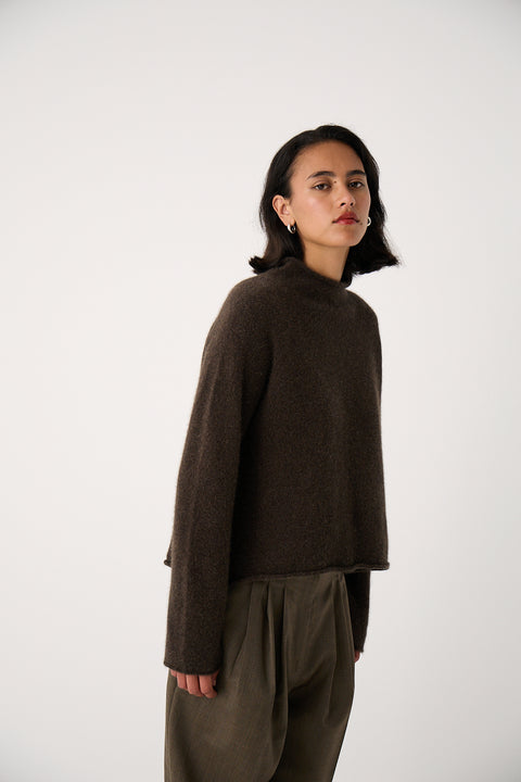 Francie Eclipse Funnel Neck Jersey darkl brown