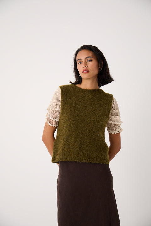 Francie Knits Moss Green Picnic Vest 