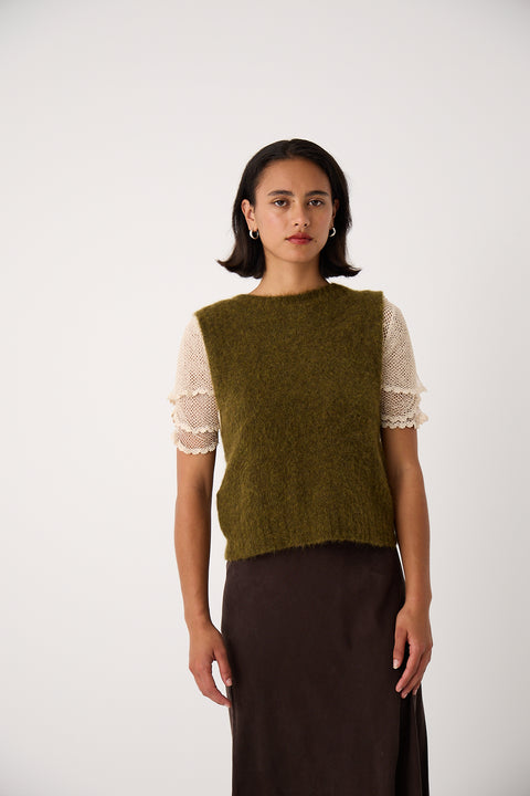 Francie Knits Moss Green Picnic Vest 