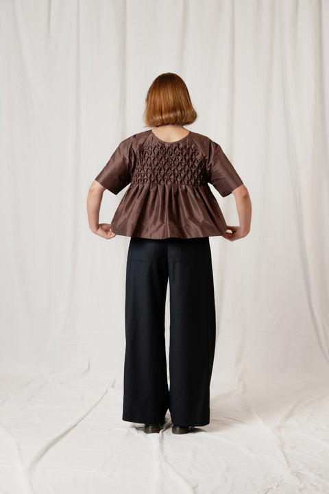 Clara Bosshard Bron Honeycomb Silk cropped top