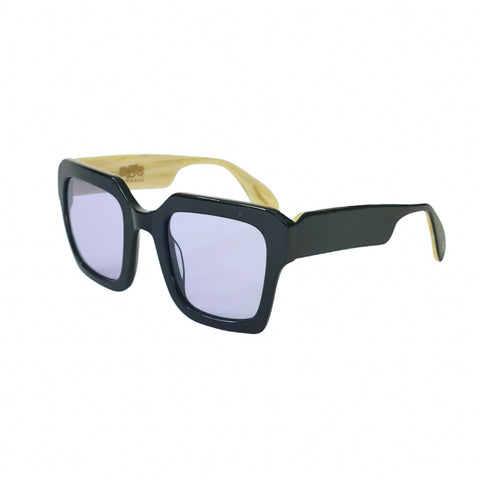 Damage Blue Lens Square Frame Sunglasses