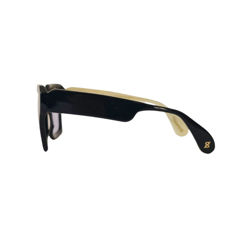 Damage Blue Lens Square Frame Sunglasses