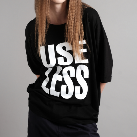 Herriot Use Less Oversized Tee in Black Organic Cotton