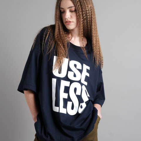 Herriot Use Less Oversized Tee in Navy Organic Cotton