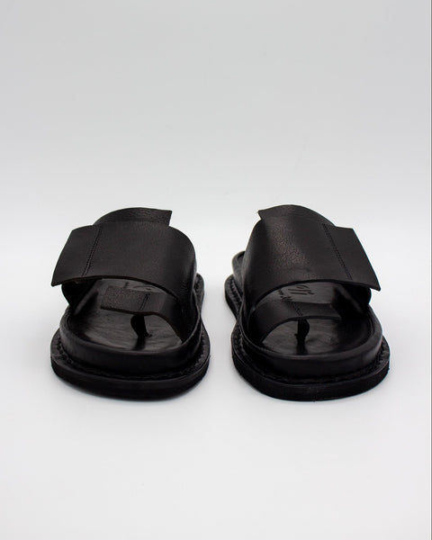 Trippen One toe black leather slides