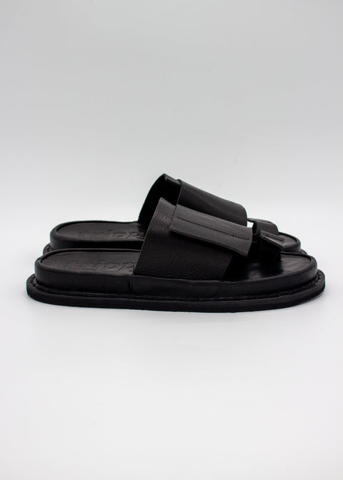 Trippen One toe black leather slides