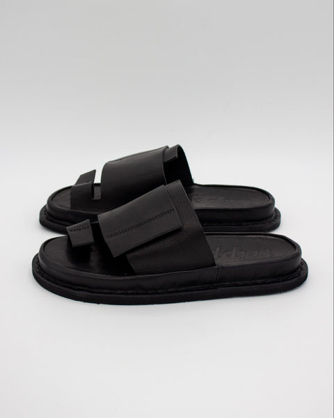 Trippen One toe black leather slides