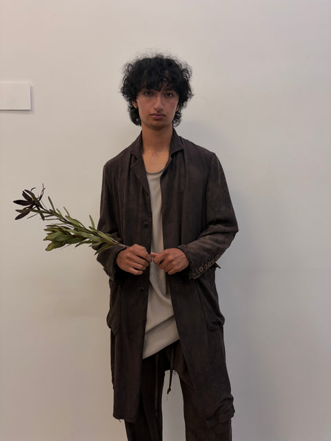 Jake Hand dyed aubergine long jacket 