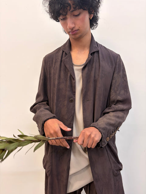 Jake Hand dyed aubergine long jacket 