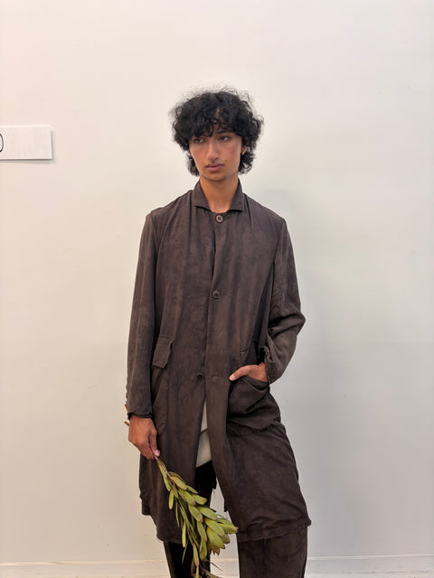 Jake Hand dyed aubergine long jacket 