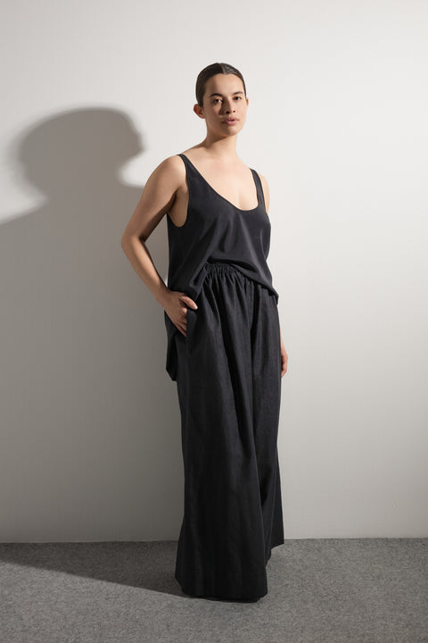 JAMES BROWN BLACK LINEN PANTS