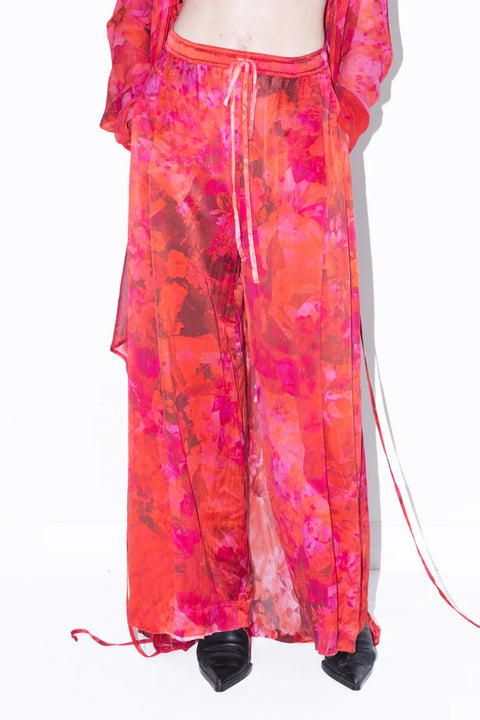 Jimmy D Faris Pants in Pink and Red Floral Silk