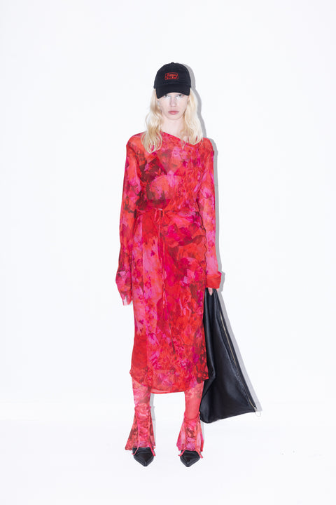 Jimmy D Red Floral Wrap Dress In Silk 