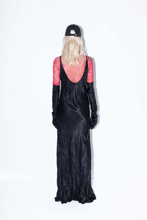 immy D Lux Lisbon Black Crinkle Slip Dress 