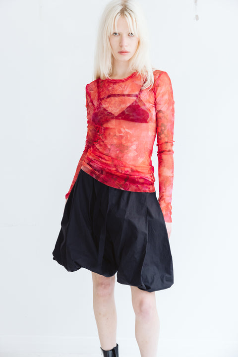 Jimmy D Red and Pink Floral Silk Mesh Top