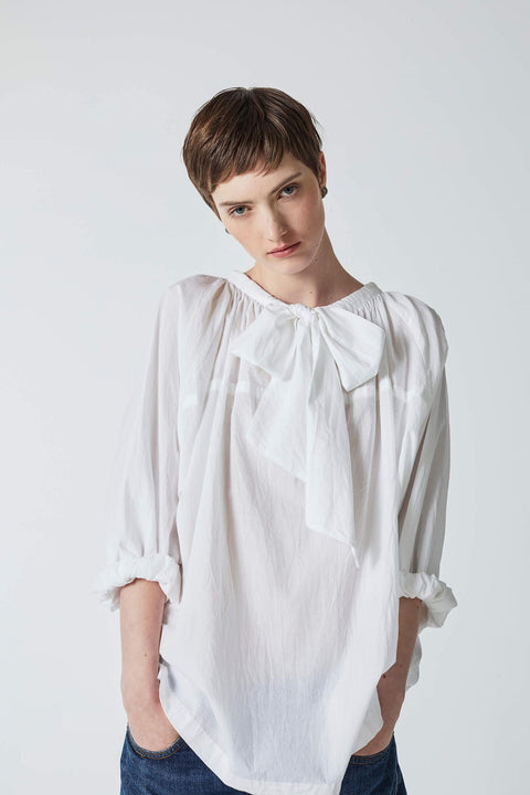 Julia Fong Sweet Devotion White Cotton Bow Blouse 