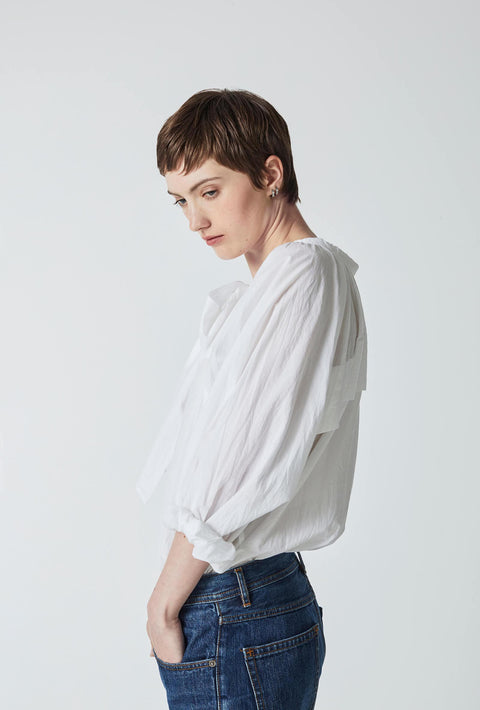 Julia Fong Sweet Devotion White Cotton Bow Blouse 