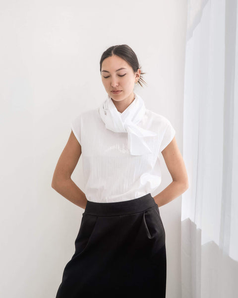 Julia Fong Promises Top White Bow Blouse
