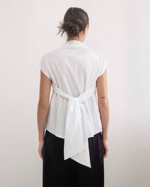 Julia Fong Promises Top White Bow Blouse