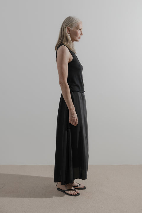 James Brown Drawn Skirt Black Silk Crepe De Chine