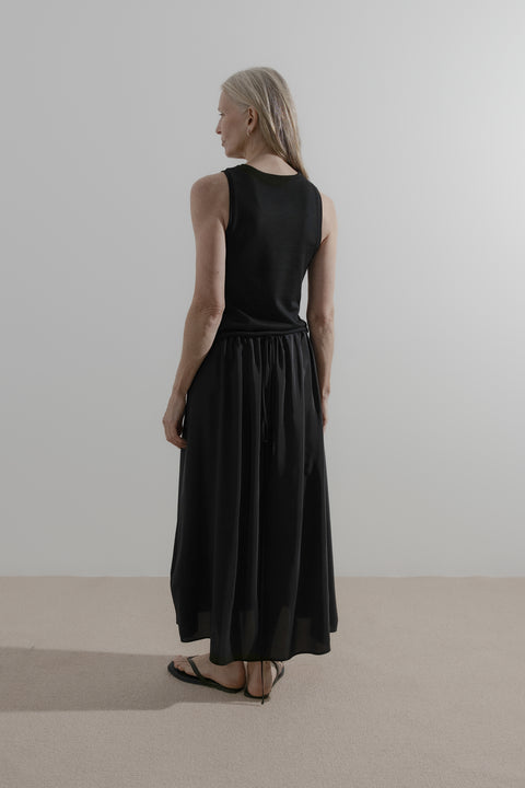 James Brown Drawn Skirt Black Silk Crepe De Chine