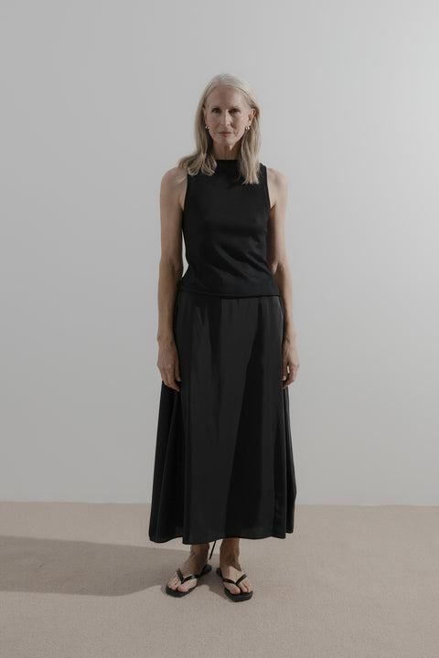 James Brown Drawn Skirt Black Silk Crepe De Chine