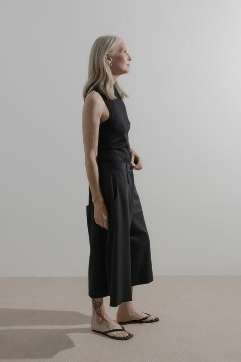 James Brown Long Line Wide Leg Shorts in Wool Suting