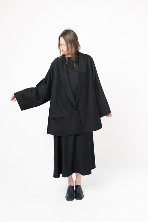 James Brown Oversized Black Woollen Blazer