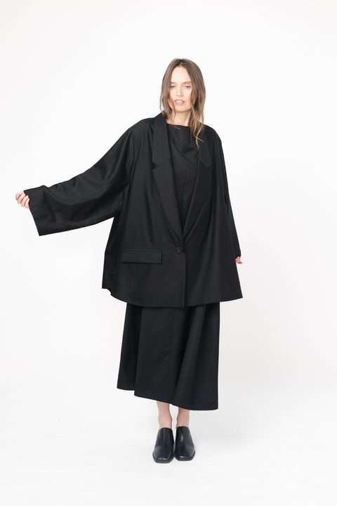 James Brown Oversized Black Woollen Blazer