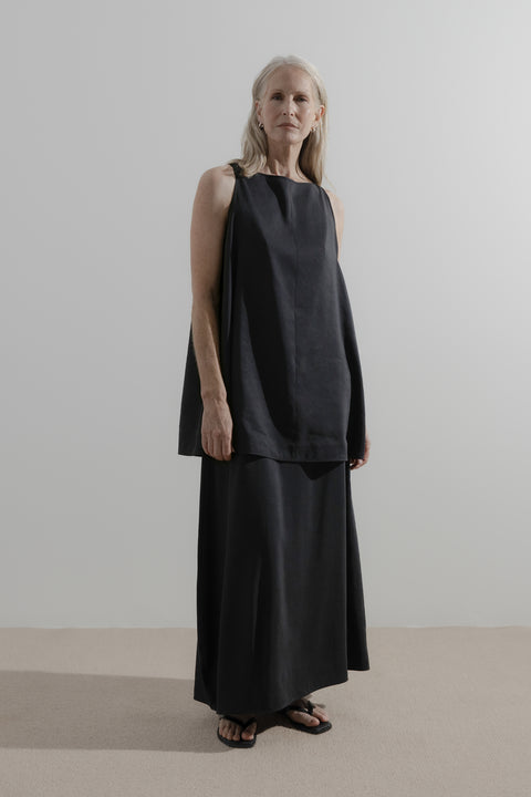 James Brown Line  Boatneck Top Silk Linen 
