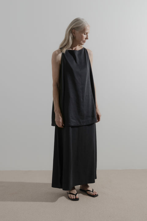 James Brown Line  Boatneck Top Silk Linen 