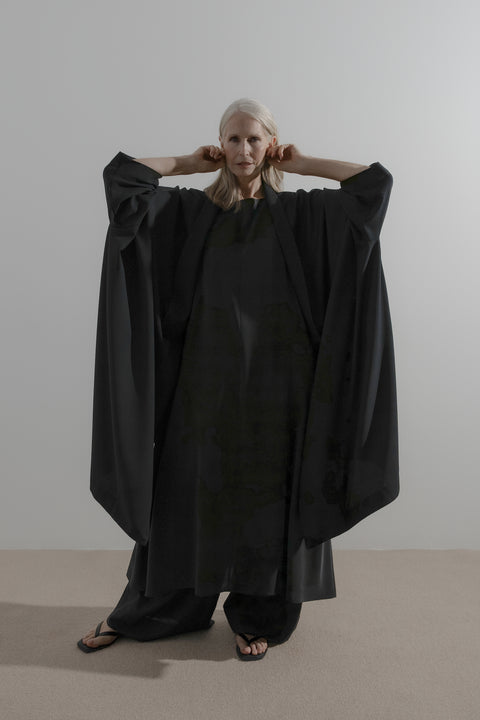 Throw Coat | Wool Crepe