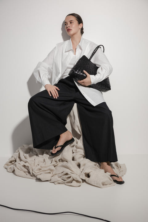 James Brown Black Linen Pants