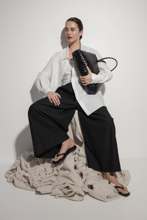 James Brown Black Linen Pants