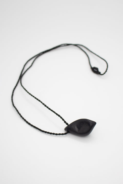 Amie Redpath Homeground Obsidian Vessel Pendant on black braid