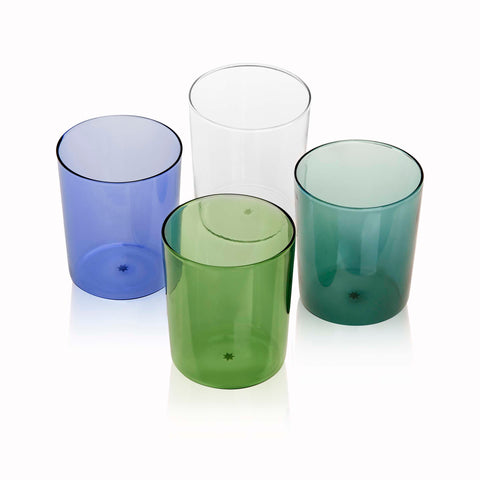 Maison Balzac Mixed Coloured Goblet Set in Blue, Teal, Clear and Green