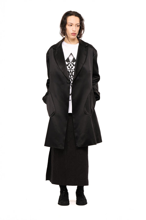 Nomd afterparty coat black sateen